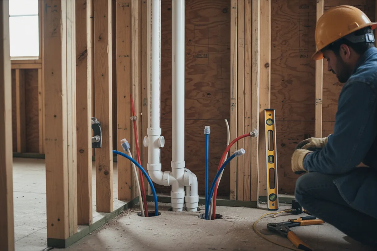 Drain and supply rough-in during Drain Cleaning in Pompano Beach