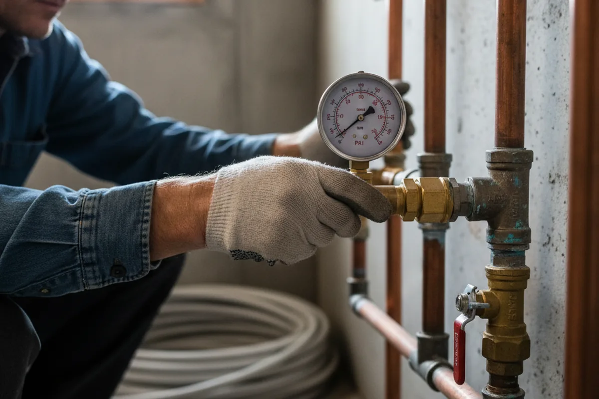 Pressure testing a repaired line during Water Line Repair in Pompano Beach